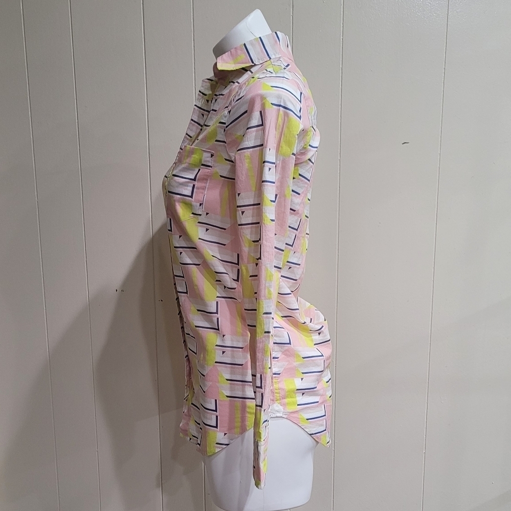 J Crew Bright Pastel Button Down Shirt  Women's Sz XXS- NWT - Picture 6 of 10